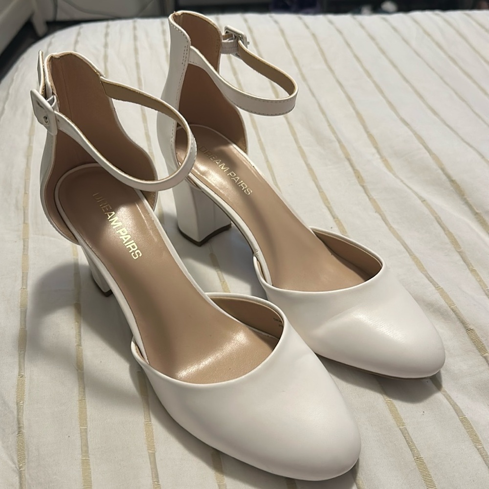 White Closed Toed Heels